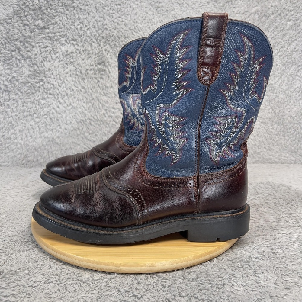 Ariat Cool Sport VentTEK Boots Mens 10 EE Brown Blue Leather Western Workwear
